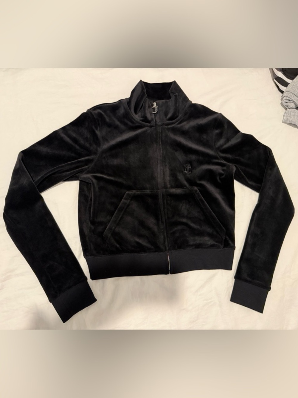Juicy Couture Black Velvet Zip Track Jacket M